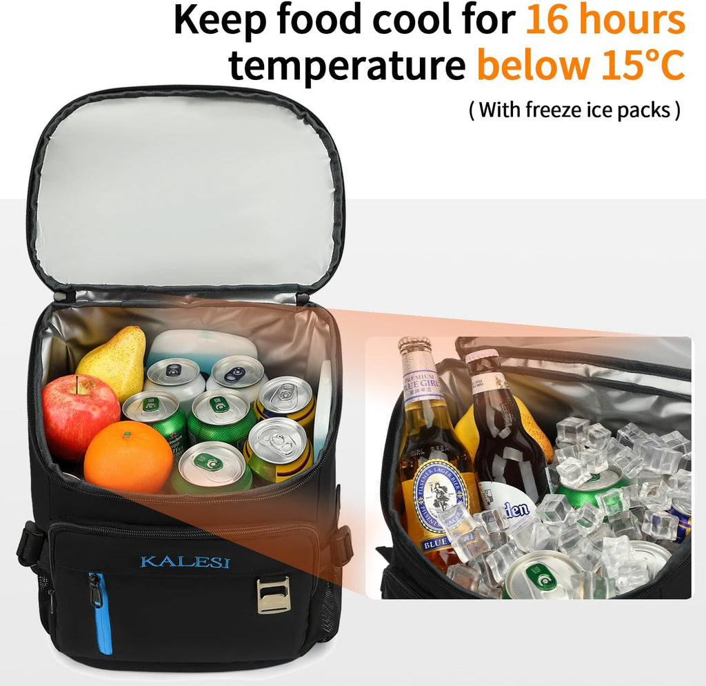 Kalesi Cooler Backpack 36 Cans Lightweight Insulated Backpack Cooler Leak-Proof Travel Camping Lunch Backpack Outdoor Cutlery Backpack for Men and Women