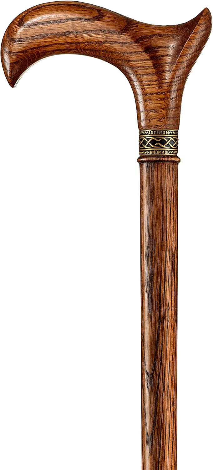 Asterom Handcrafted Walking Cane, Stylish Wooden Canes for Men, Oak Wood