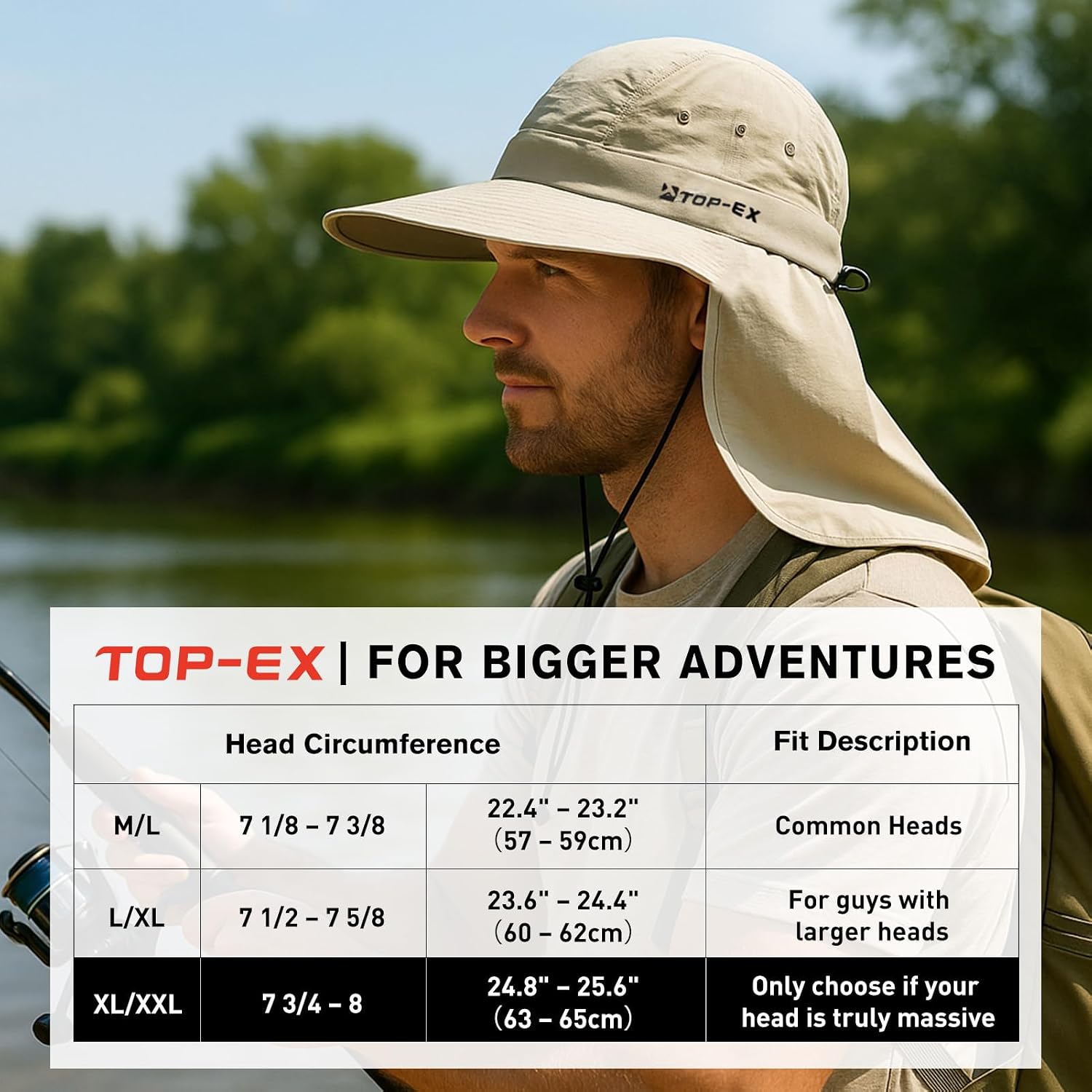 TOP-EX UPF 50+ Cooling Wide Brim Sun Hat for Men with Neck Flap, Packable