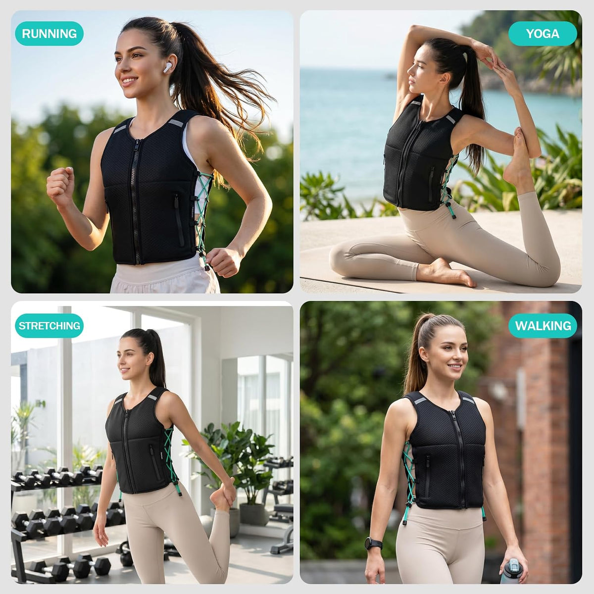 Bosynoy Adjustable Weighted Vest for Women Men, 1-10 lb Removable Weights