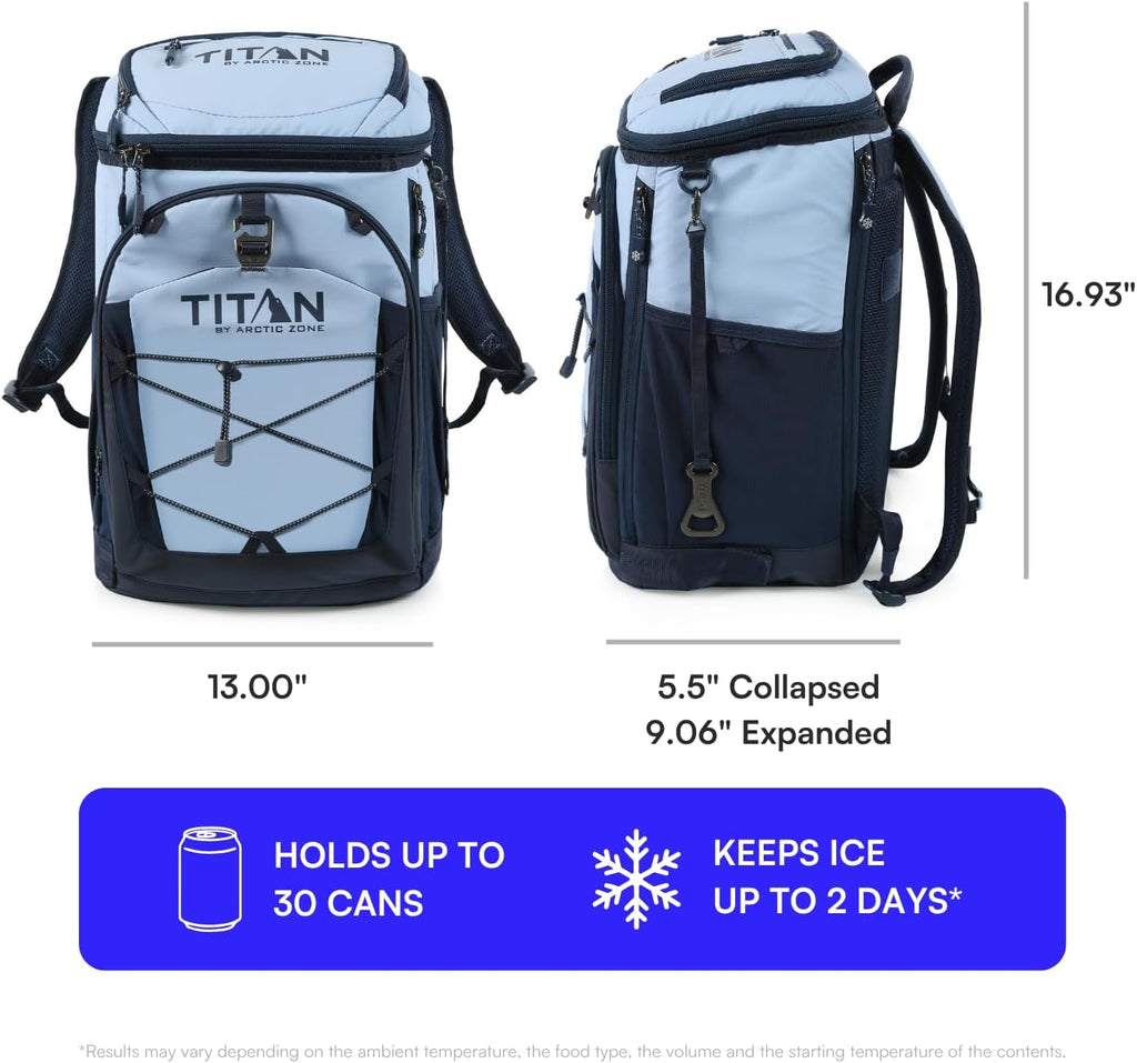 Titan Deep Freeze Ice Wall Backpack Cooler 30 Can Cooler Bag with Ice Packs