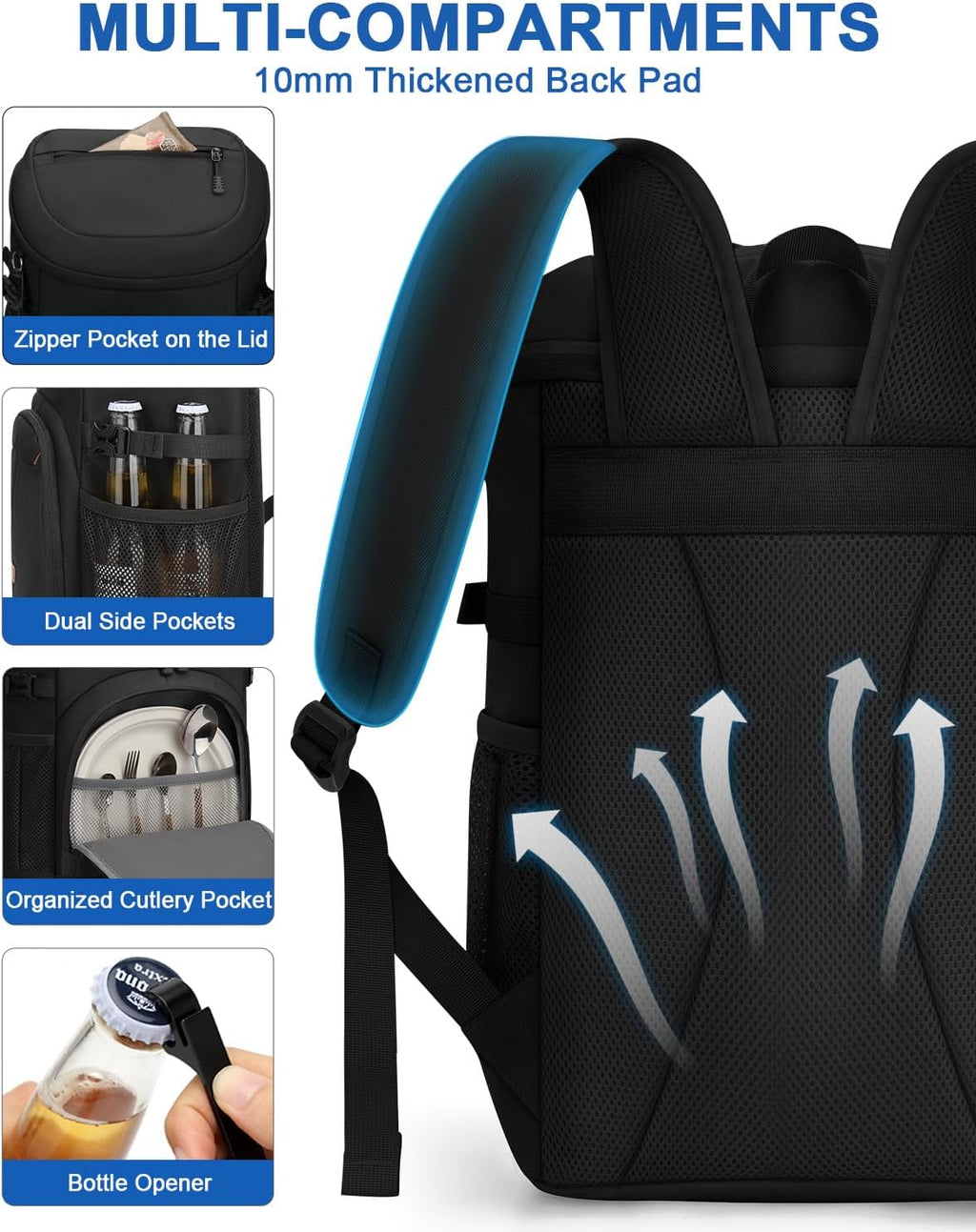 Pritent Backpack Cooler Insulated Cooler Backpack Beach Cooler Bag