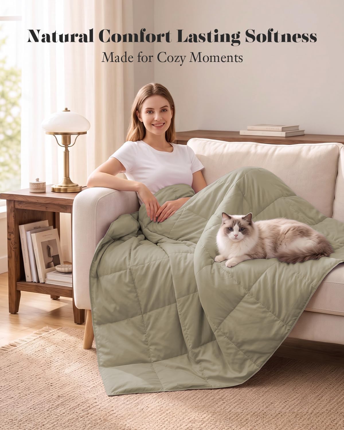 Deodar Down Fiber Throw Blanket Lightweight Packable Throw Indoor & Outdoor