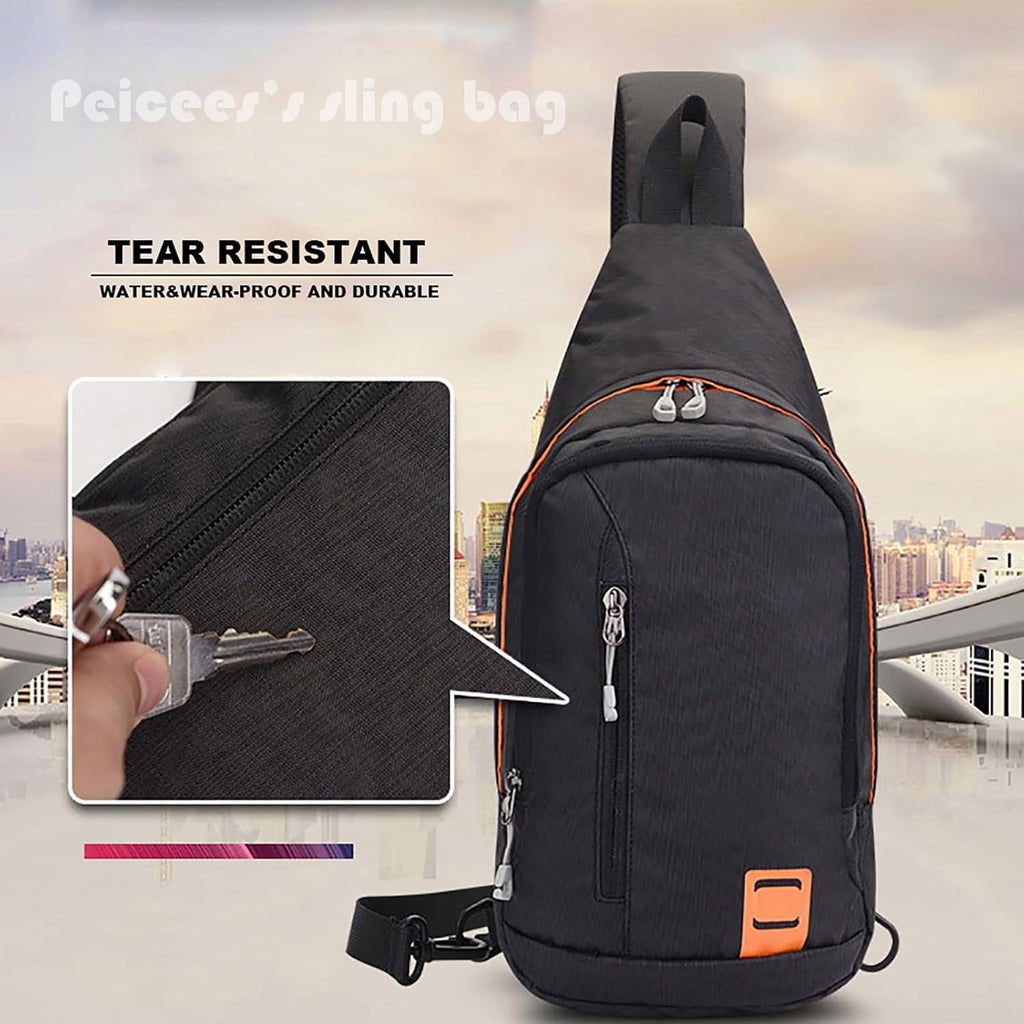 Peicees Small Sling Backpack Waterproof Unisex Shoulder Bag Chest Crossbody Daypack