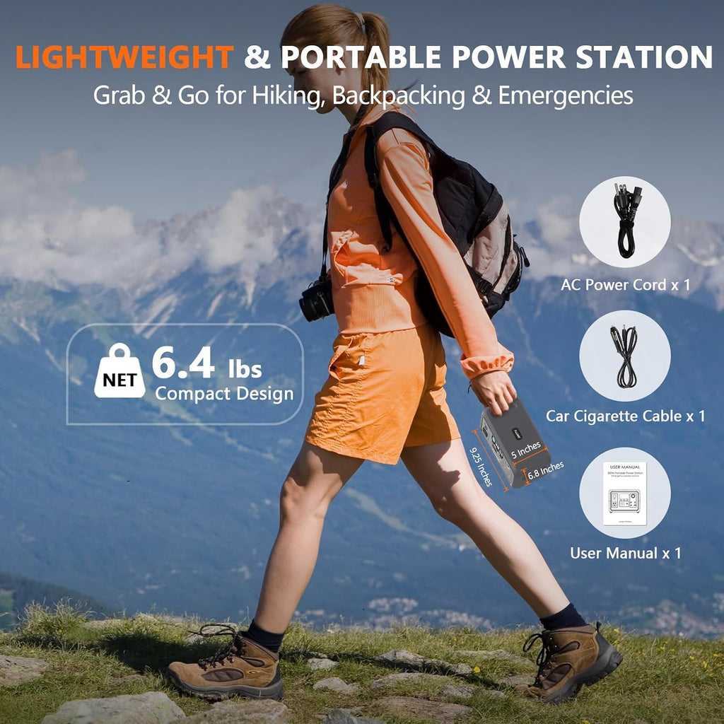 ALLWEI Portable Power Station 300W, 256Wh Solar Generator LiFePO4 Battery