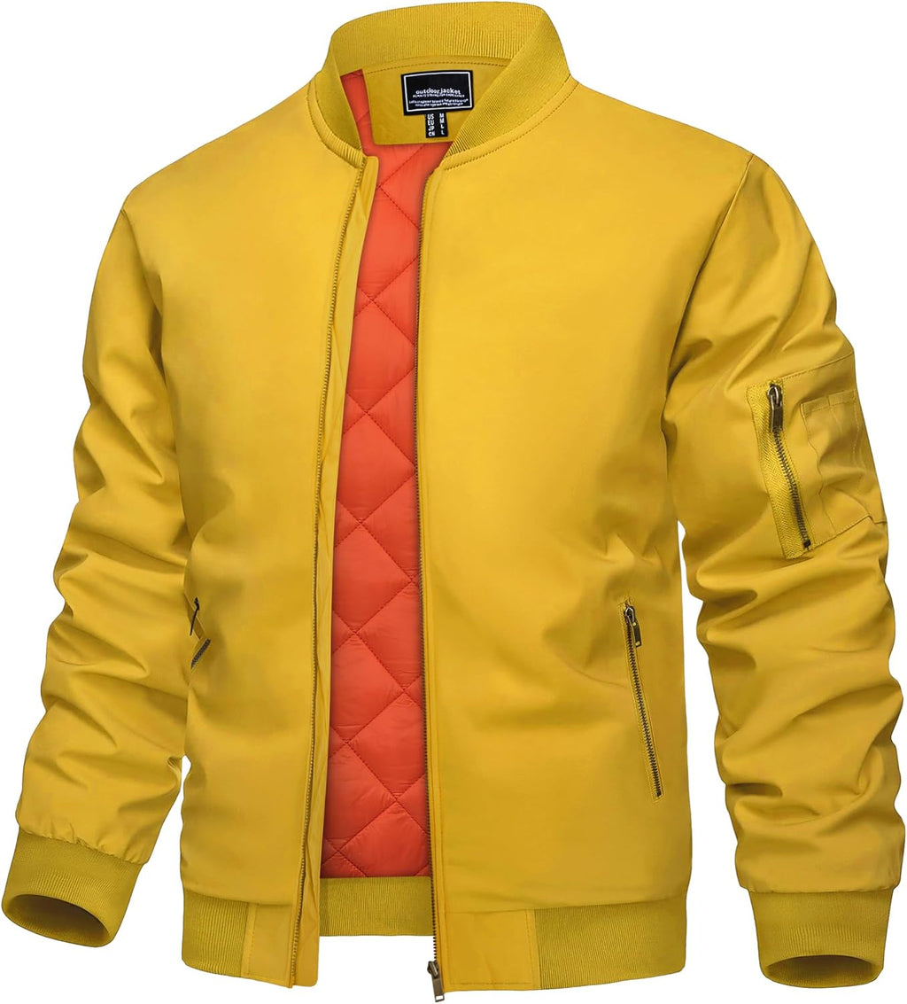 KEFITEVD Men's Bomber Jackets Winter Windbreaker Warm Full Zip Casual Coats