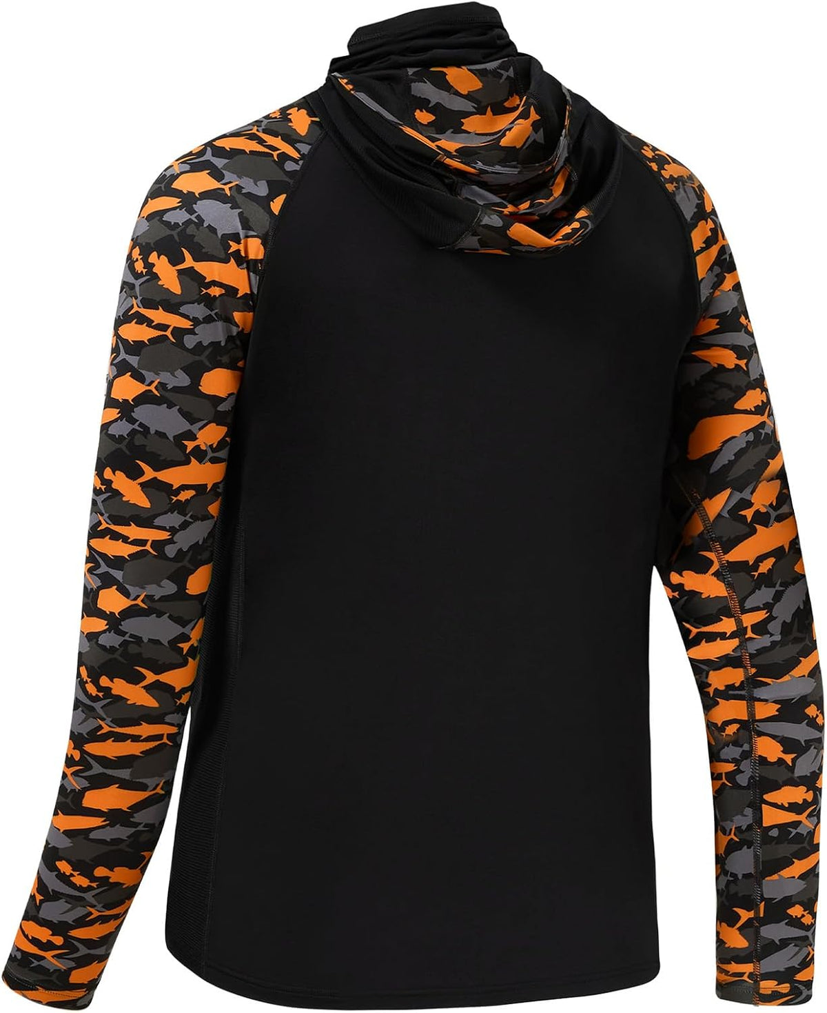 BASSDASH Men's UPF 50+ Camo Hoodie Shirt with Mask Long Sleeve Sun Protection Neck Gaiter Hooded Tee for Fishing Hiking