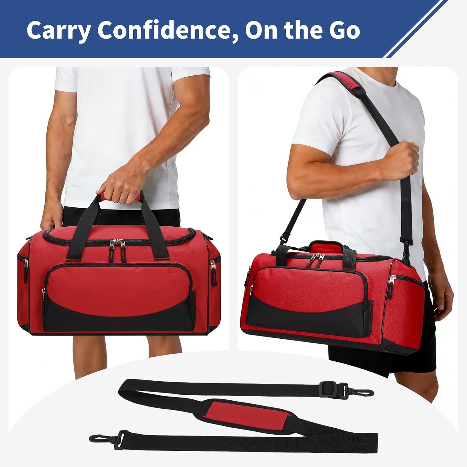 30L Gym Sport Duffle Bag, 17 inch, Red