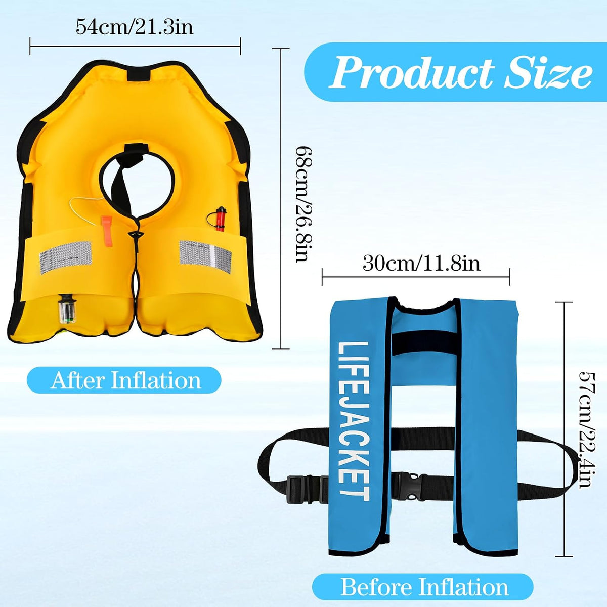 Adult Automatic Inflatable Kayak Vest PFD,Water Sports Vest for Boating Fishing Kayaking SUP Paddleboarding（fit Weight Below 330 lbs）