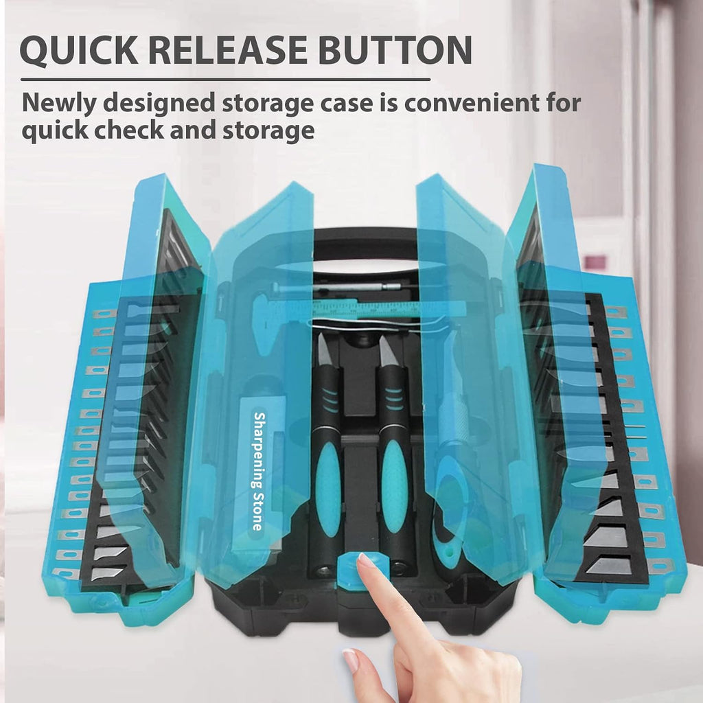 MANUFORE 34pcs Large Exacto Knife Set Craft Precision Knife Set Blue