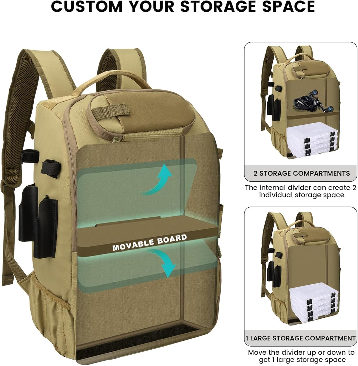 Fishing Backpack with Rod Holders 4 Tackle Boxes,40L Takle Bag for Camping