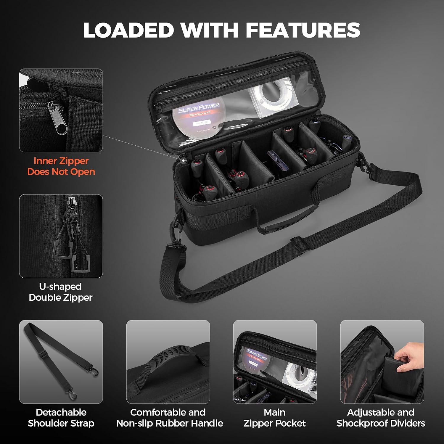 KastKing ReelTrove Fishing Reel Storage Case, Water-Resistant Fishing Bag