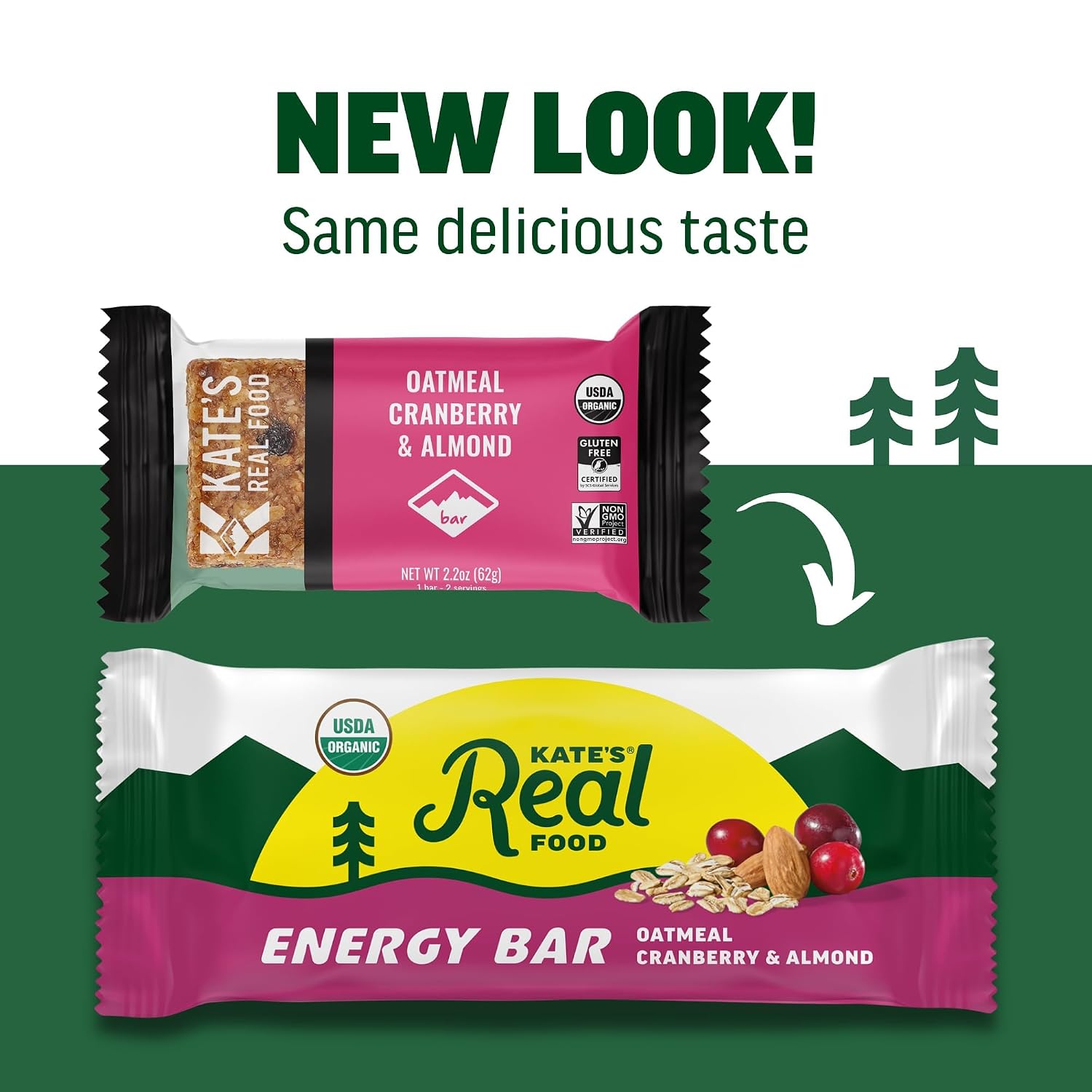 Kate's Real Food Organic Energy Bars Oatmeal Cranberry Almond (Pack of 12)