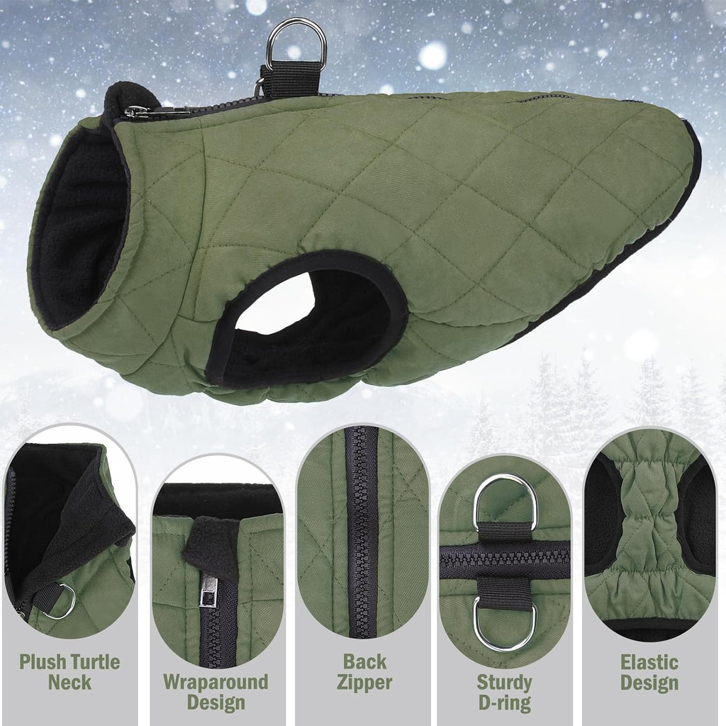 SCENEREAL Winter Dog Vest Coat with Harness Built in