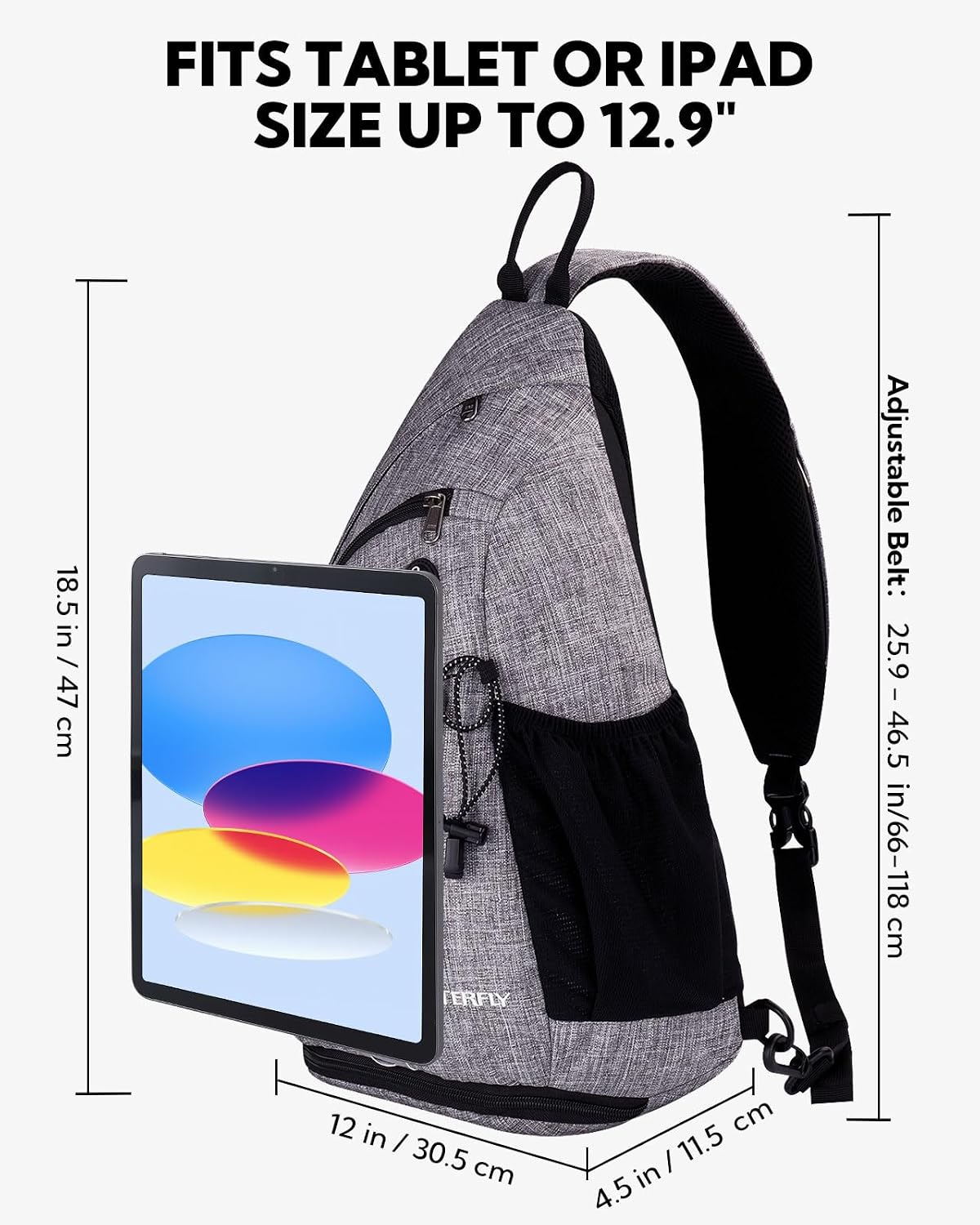 WATERFLY Large Sling Bag Crossbody Backpack Chest Pack for Men Women