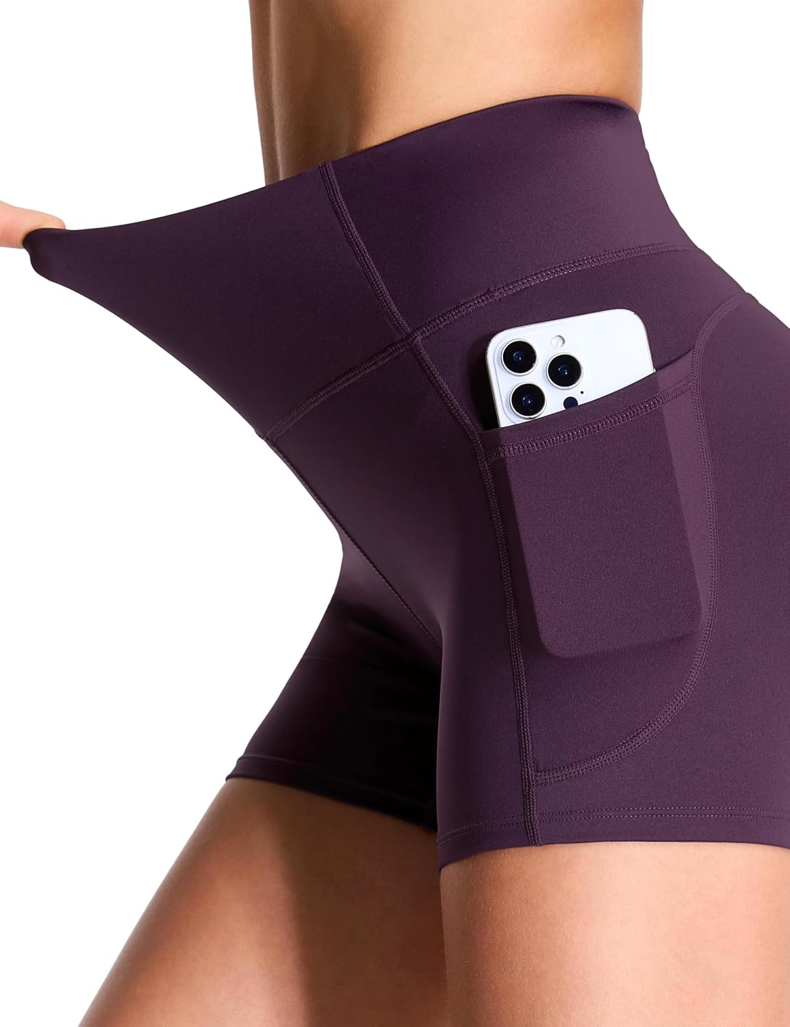 THE GYM PEOPLE High Waist Yoga Shorts for Women's Tummy Control Fitness Athletic Workout Running Shorts with Deep Pockets