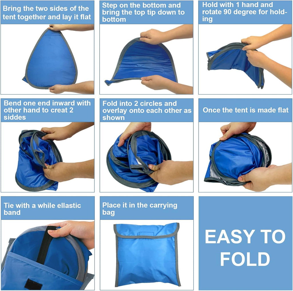 Beach Sun Shelter, Pop Up Portable Tent for Anti-UV Windproof Camping Picnic, Small Pets, Blue