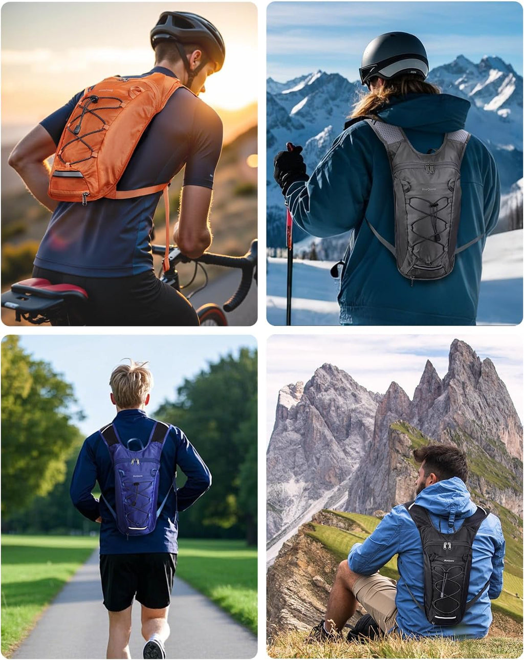 Blue Quartz Hydration Backpack with 2L Water Bladder, Hiking Water Pack with Insulated Compartment for Women Men, Lightweight Cycling Daypack with Phone Pocket, Hydration Pack for Running,Biking