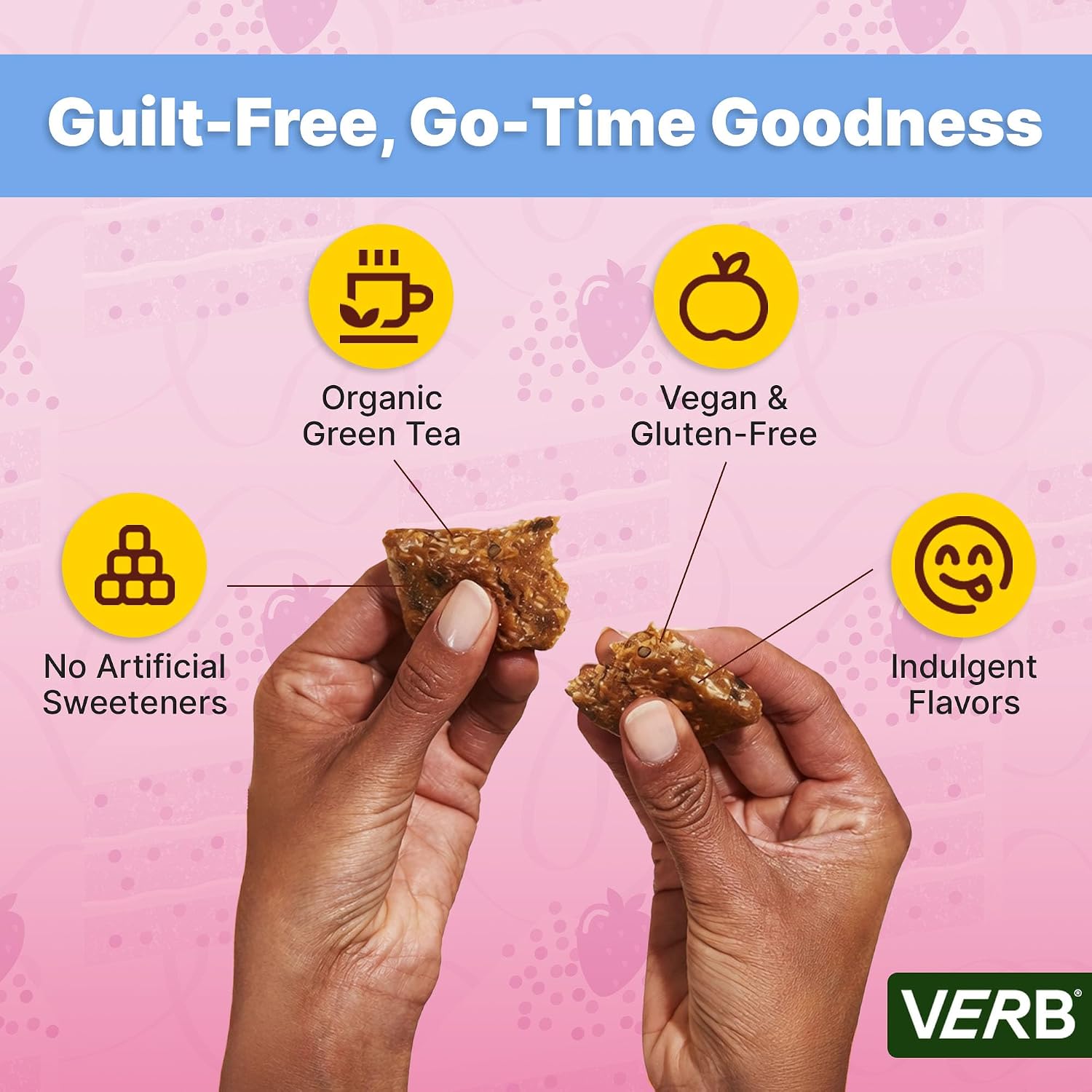Verb Caffeinated Energy Bars Birthday Cake (26g, Pack of 16) 110 Calories