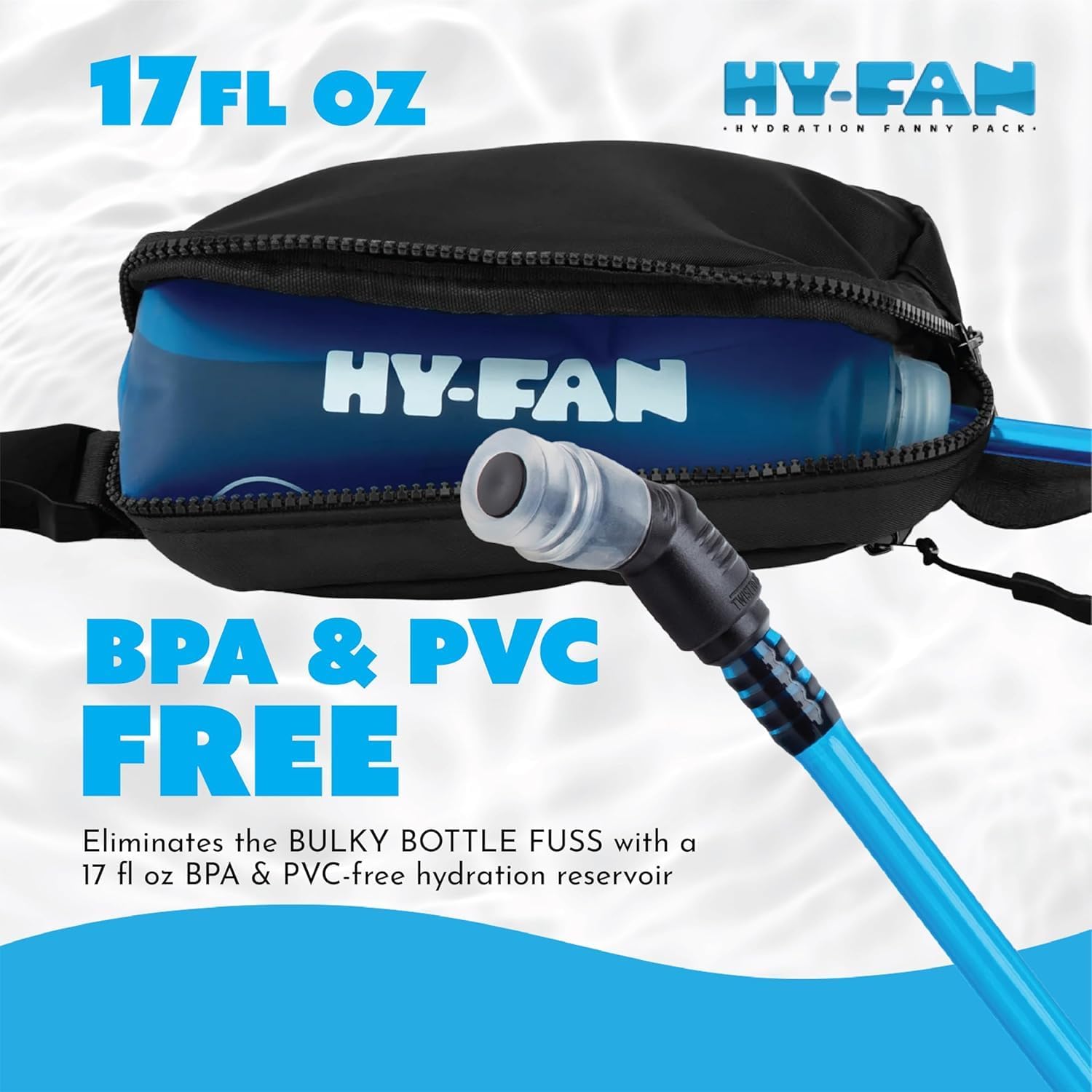 HY-FAN Kenai Hydration Cross Body with Bladder, 17oz BPA-Free, Hands-Free Design, Secure Pockets, Ideal for Travel, Daily Use and More (Light Blue)