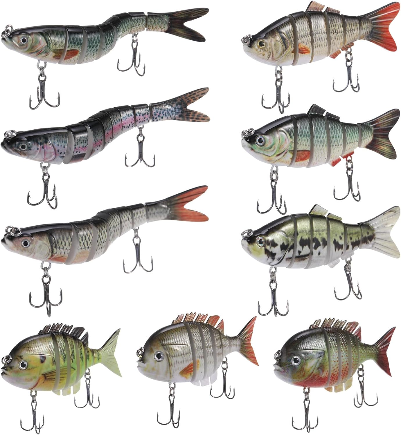 Soulchen 9 Pcs Fishing Lures for Freshwater and Saltwater, Slow Sinking Most Lifelike Jointed Swimbait for Bass Trout Crappie Walleye Pike Bluegill Salmon Swimbait, Amazing Gifts for Men and Family