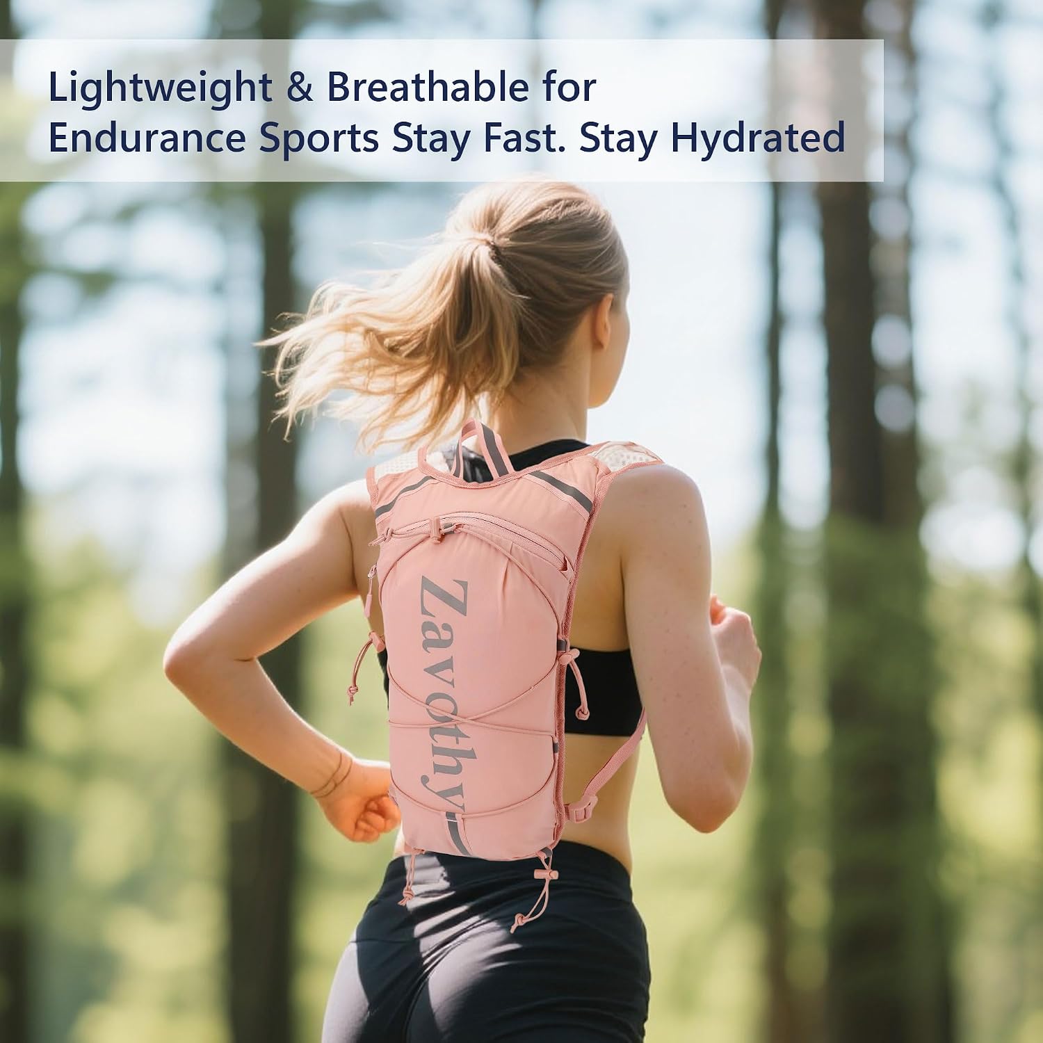 Zavothy Hydration Vest Pack with 1.5L Water Bladder, Lightweight 6L Hydration Backpack for Running, Hiking & Cycling, Breathable Reflective Hydration Vest for Men & Women