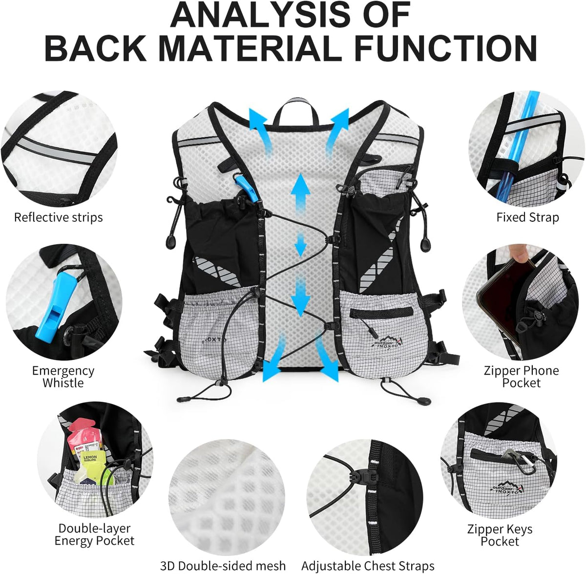 IX INOXTO Running Vest Hydration Backpack, Lightweight Running Backpack