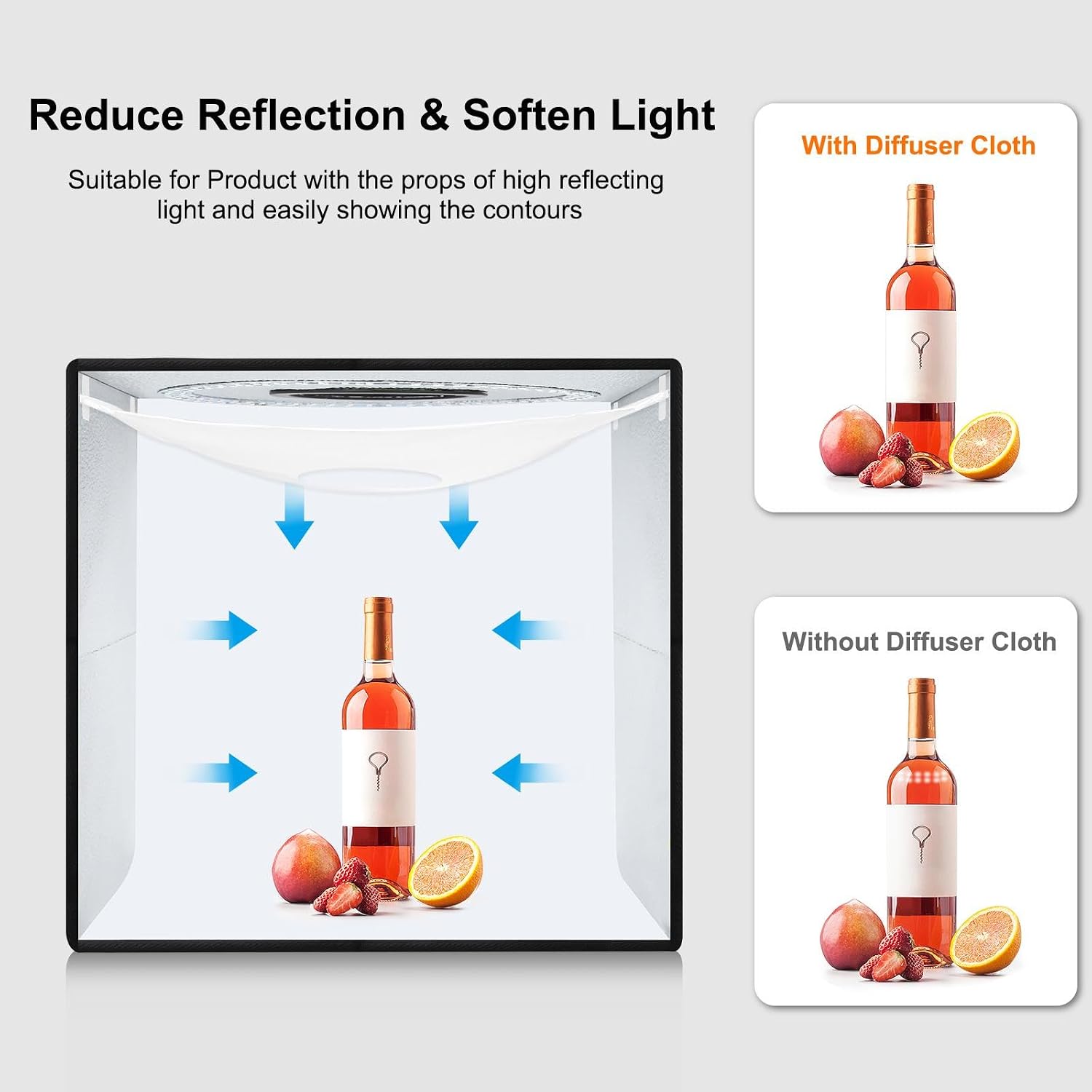 PULUZ Light Box Photography, 20x20 inch Portable Photo Studio Light Box, Professional Dimmable Quick Charge USB-C Photo Booth with 200 LED Lights & 12 Color Backdrops Photo Box for Product Photography