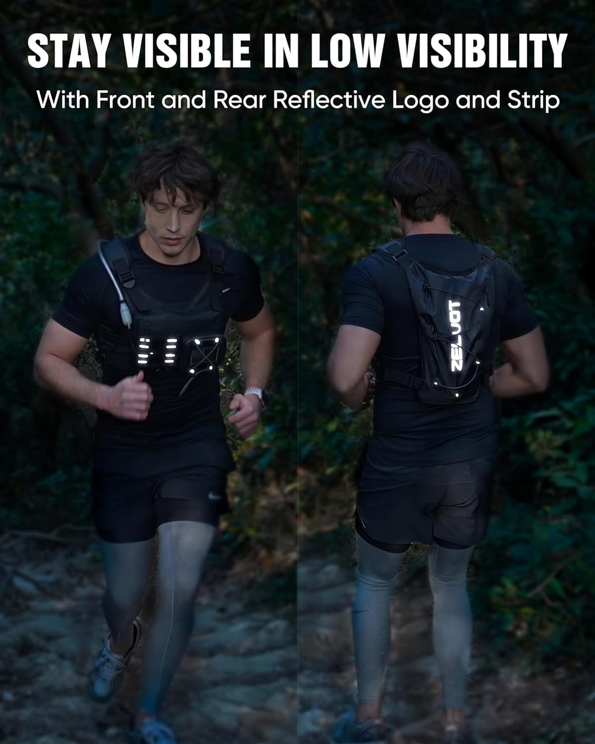 Zelvot Running Vest with 2L Water Bladder, Hydration Backpack, U.S. Design Patent, Lightweight Hydration Pack with Gear Holder, Reflective Chest Pack for Men Women