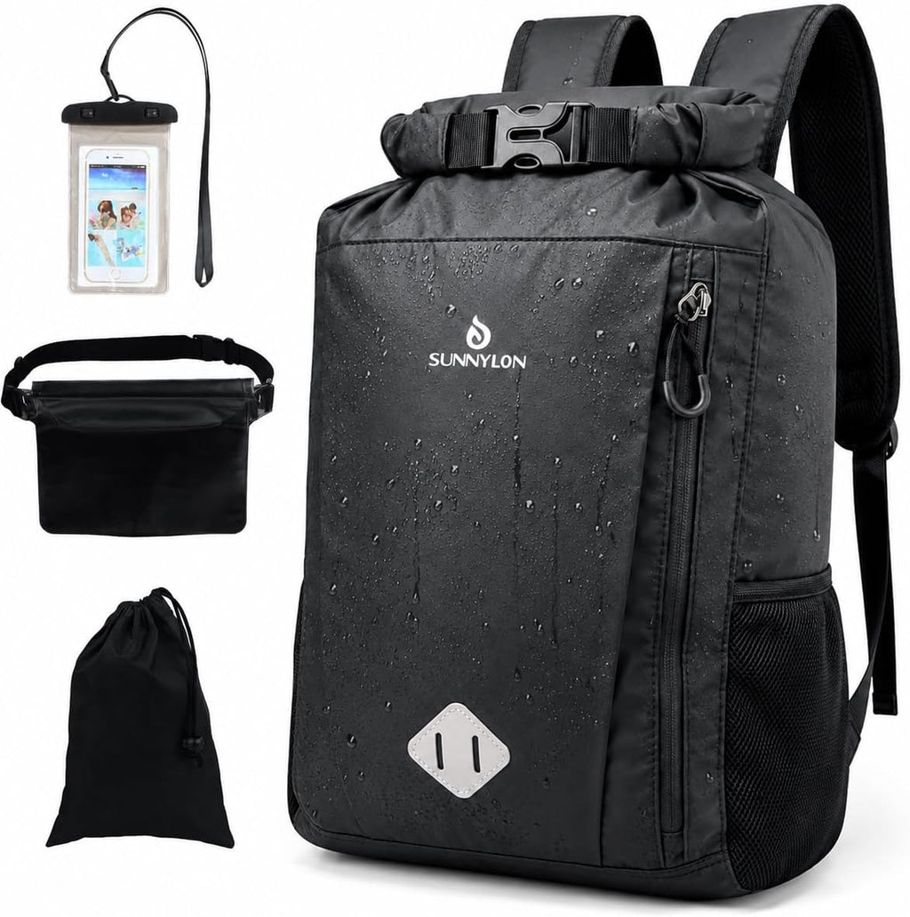 Dry Bag Backpack, 20 L Dry Bag Waterproof with Waist Pouch and Phone Case,Dry bag for kayaking,Marine dry bag for Kayaking, Beach, Rafting, Boating, Hiking, Camping and Fishing (Coffee)
