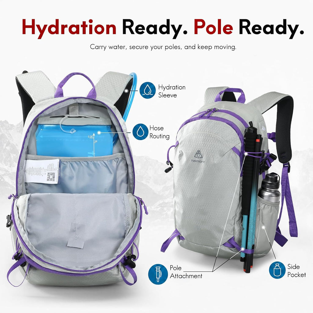Haimont 15L Lightweight Hiking Daypack, Grey