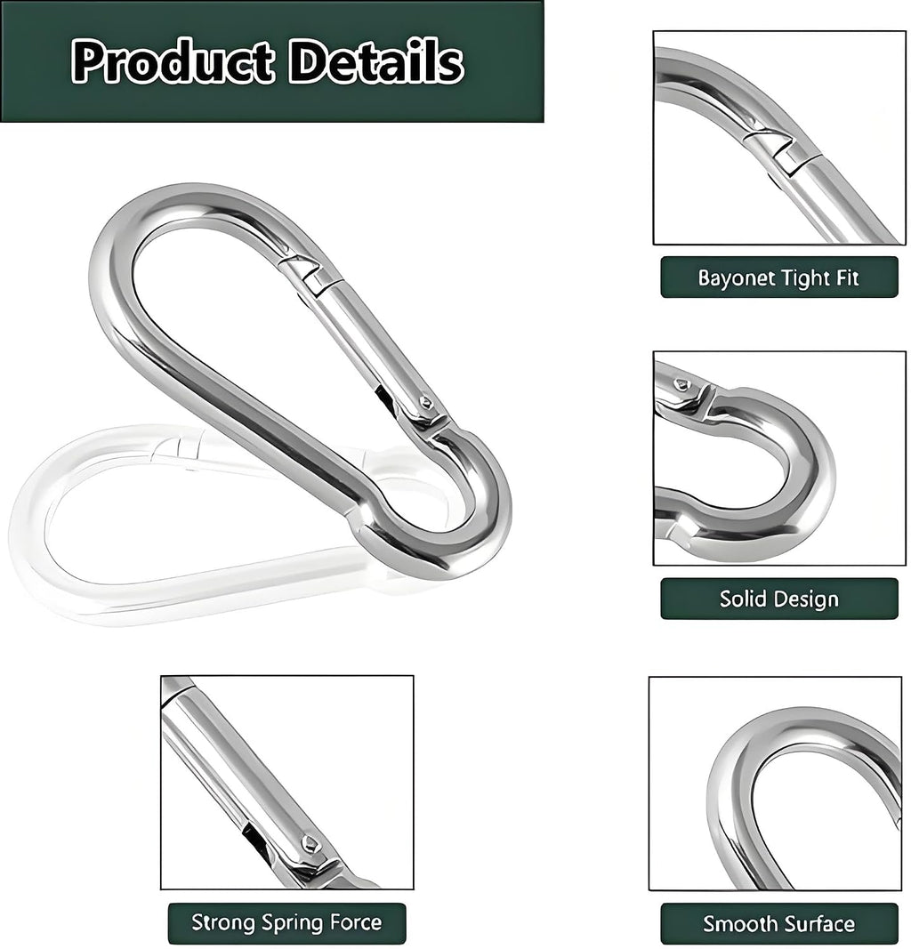Spring Snap Hook Carabiners, Carabiner Clip, Heavy Duty Galvanized Steel Spring Clip, Quick Link Key Chain for Swing Hammock Gym Outdoor, Holding Capacity