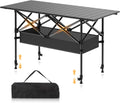 Camping Table Portable, Folding Roll-Up Picnic Table with Carry Bag & Detachable Storage Pockets, Lightweight Outdoor Table for Camping, Beach, Backyard, Party, BBQ, Patio