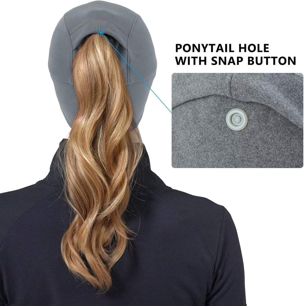 GADIEMKENSD Women's Winter Reflective Fleece Ponytail Hat with Drop Down Ear Warmer