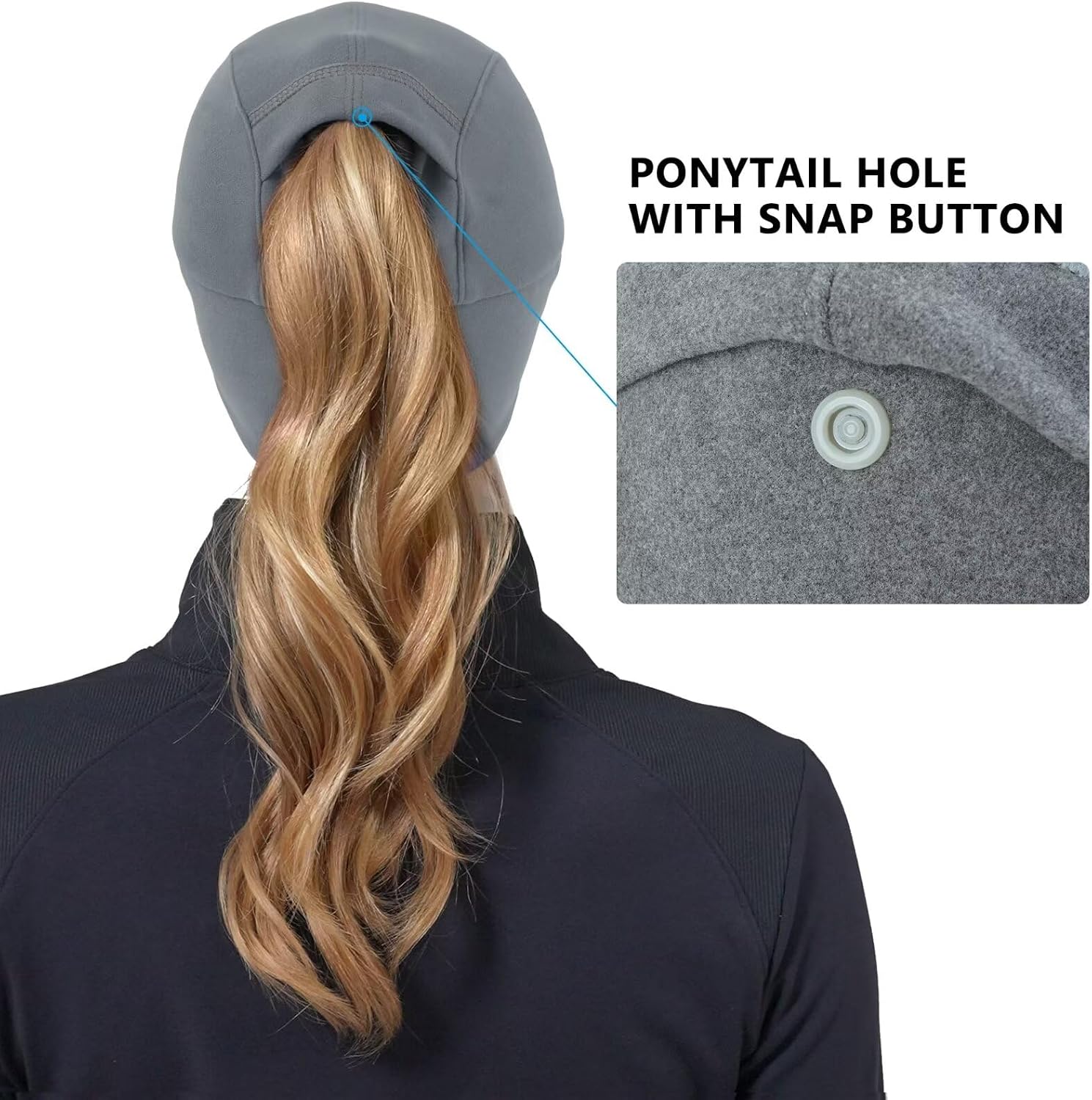 GADIEMKENSD Women's Winter Reflective Fleece Ponytail Hat with Drop Down Ear Warmer