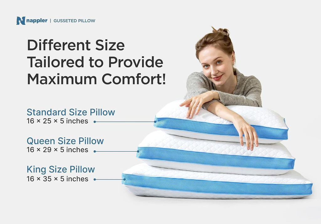 Nappler Side and Back Sleeper Pillow for Neck and Shoulder Pain Relief - Shredded Memory Foam Bed Pillow for Sleeping - 100% Adjustable Fill - Standard Size Modal Washable Case. Extra Fill Included