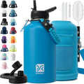 DYSANKY Insulated Water Bottle w/Straw Lid & Portable Carrier Bag, 64oz