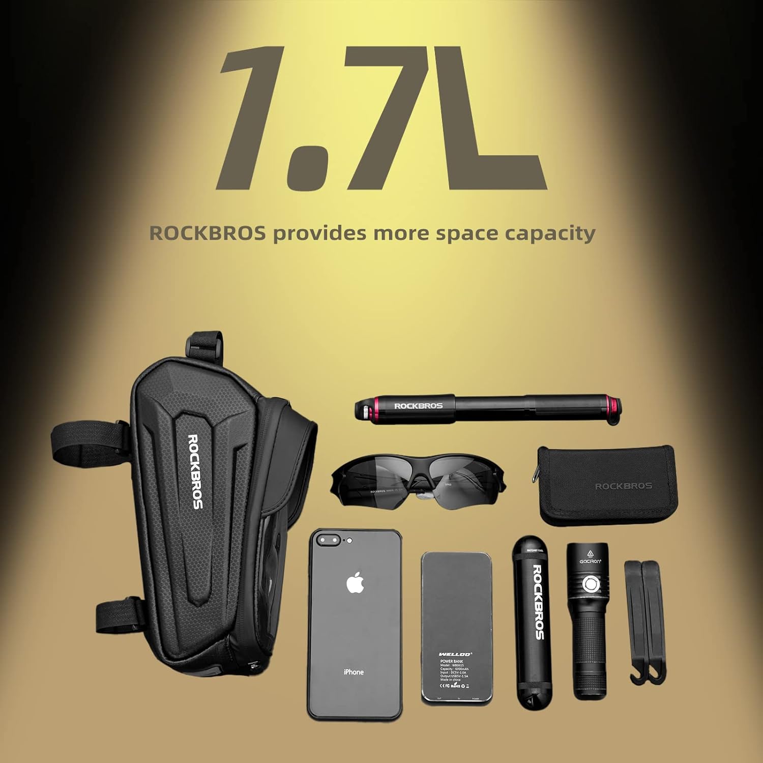 ROCKBROS Bike Phone Bag, [Oversized] EVA Waterproof Bike Top Tube Bag