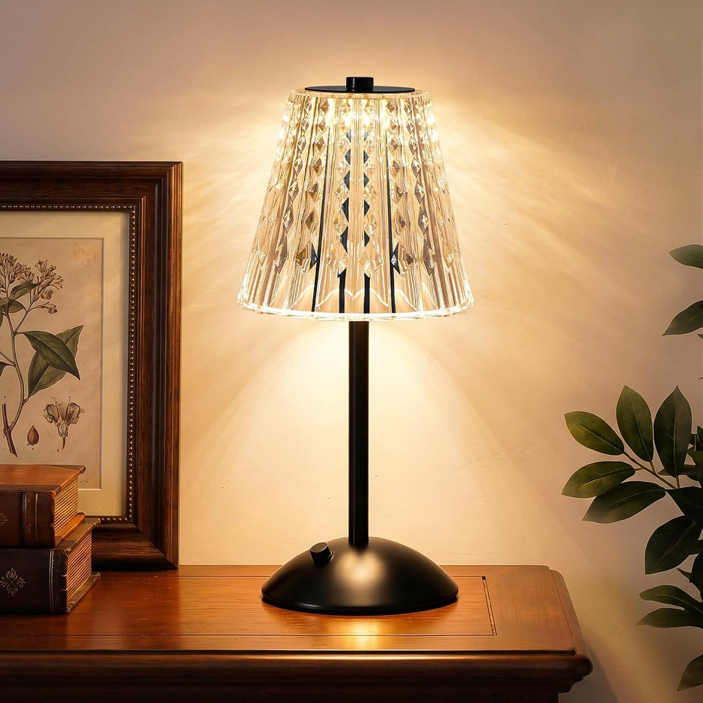 Nusogon Rechargeable Cordless Table Lamp, Touch Control Crystal Desk Lamp