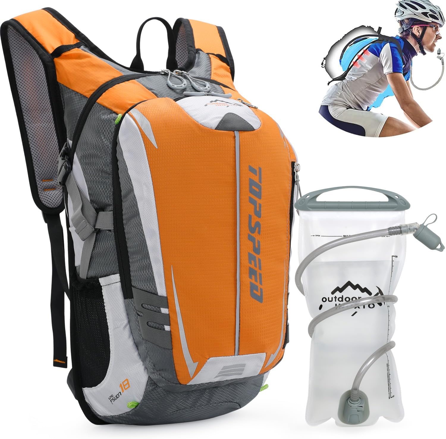 INOXTO Hydration Pack Backpack，18L Hydration Pack Lightweight Water Backpack with 2L Water Bladder Bag Daypack for Hiking Running Cycling Camping Hunting for Women Men