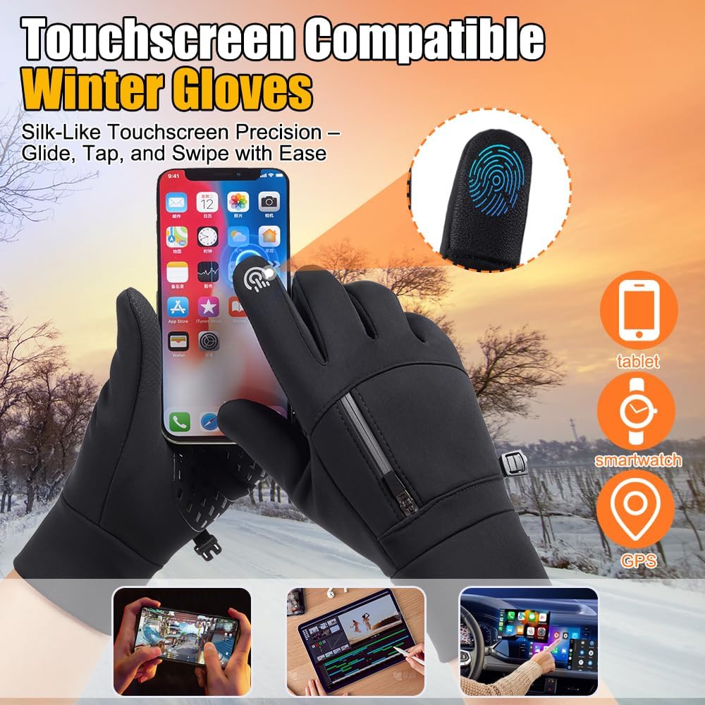 Winter Gloves for Men Women - Waterproof Glove Thermal Warm Gloves for Cold Weather Snow Sport Glove for Work, Running, Cycling, Driving, Driving