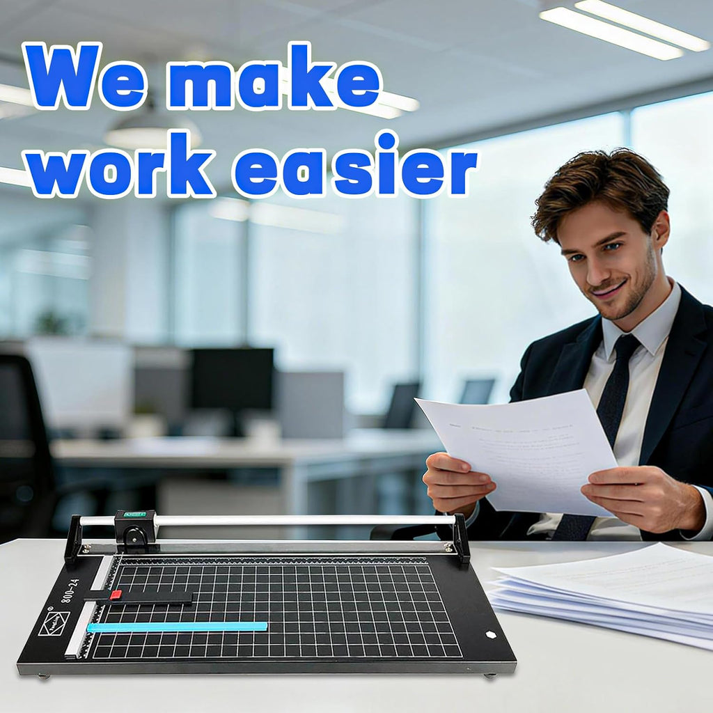 24 Inch Manual Precision Rotary Paper Trimmer, Rotary Paper Cutter Trimmer for Photo Paper, Film, Art Paper Jam, Office Paper, Thin Plastic Soft Board, PVC,Cutting Table,Professional Rolling Trimmer