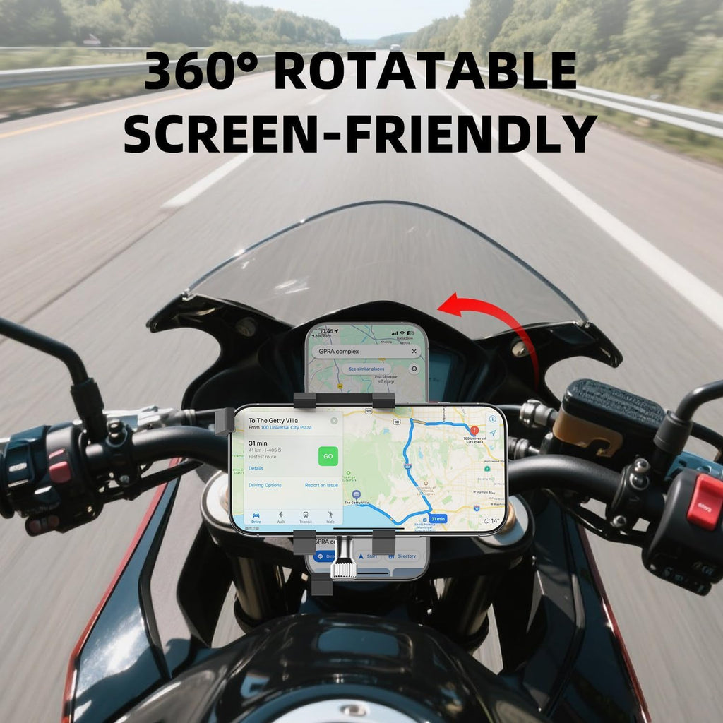 Aluminum Phone Holder for Bike–Universal Bike Cell Phone Holder Fits All Phones 4-7",Waterproof & Shockproof Motorcycle Phone Mount,360° Rotation Bicycle Phone Mount for E-Bike,Scooter,ATV