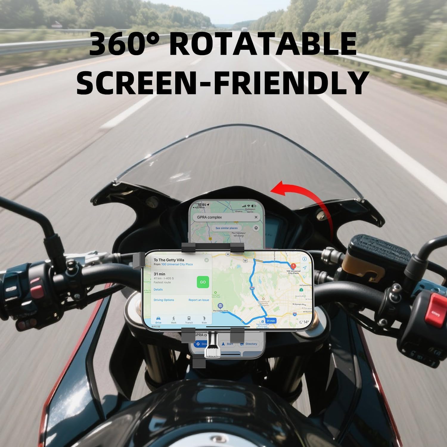Aluminum Phone Holder for Bike–Universal Bike Cell Phone Holder Fits All Phones 4-7",Waterproof & Shockproof Motorcycle Phone Mount,360° Rotation Bicycle Phone Mount for E-Bike,Scooter,ATV