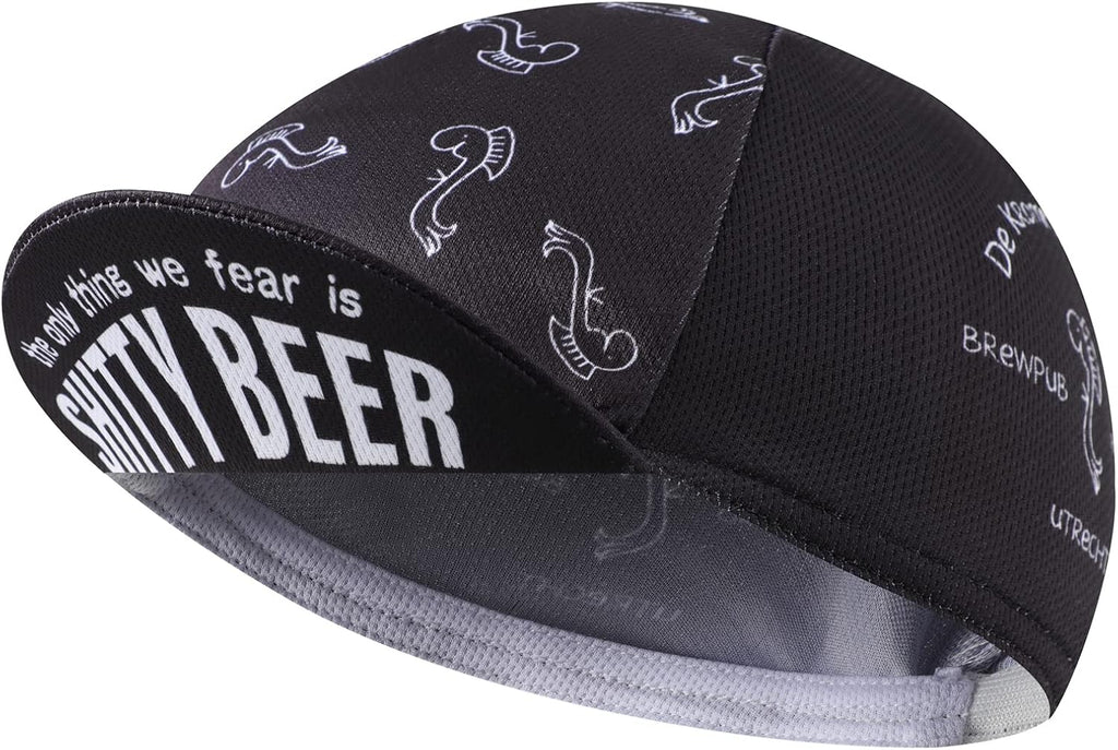 Black Cycling Cap - Polyester Funny Cycling Hat-Under Helmet - Cycling Helmet Liner Breathable&Sweat Uptake