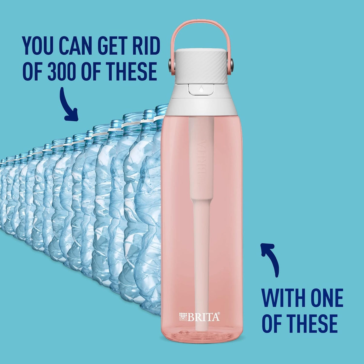 Brita Insulated Filtered Water Bottle with Straw (26 Ounce) and Water Filter Replacements