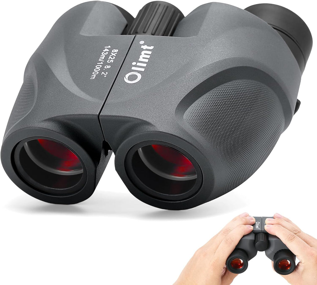 8x25 Compact Binoculars, Small Lightweight Handheld Portable Mini Pocket BAK-4 Prism 8.2° Wide Angle View ED Lens Professional HD Optics for Adults Outdoor Travel Bird Watching Hiking Birding Concert