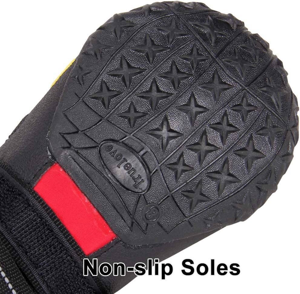 Truelove Dog Boots,Waterproof Pet Shoes with Reflective Straps for Paw Protectors Small Medium Large Dog Summer Winter Snow Outdoor Walking