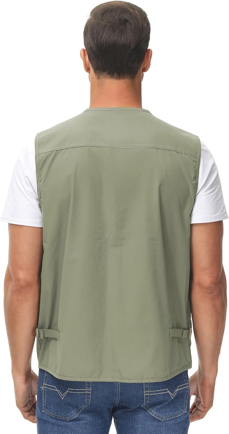 Lentta Men's Fishing Vest Summer Outdoor Lightweight Work Photo Vest 16 Pockets
