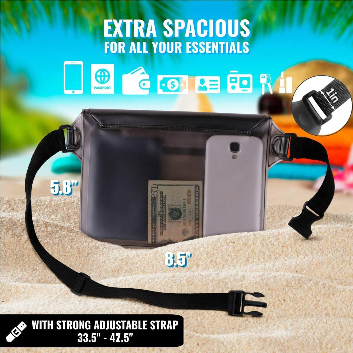 AiRunTech Waterproof Fanny Pack,Phone Pouch Dry Bag for Passport Wallet Purse,Floating Waterproof Bags for Travel Beach Swimming Kayaking Boating Cruise Accessories